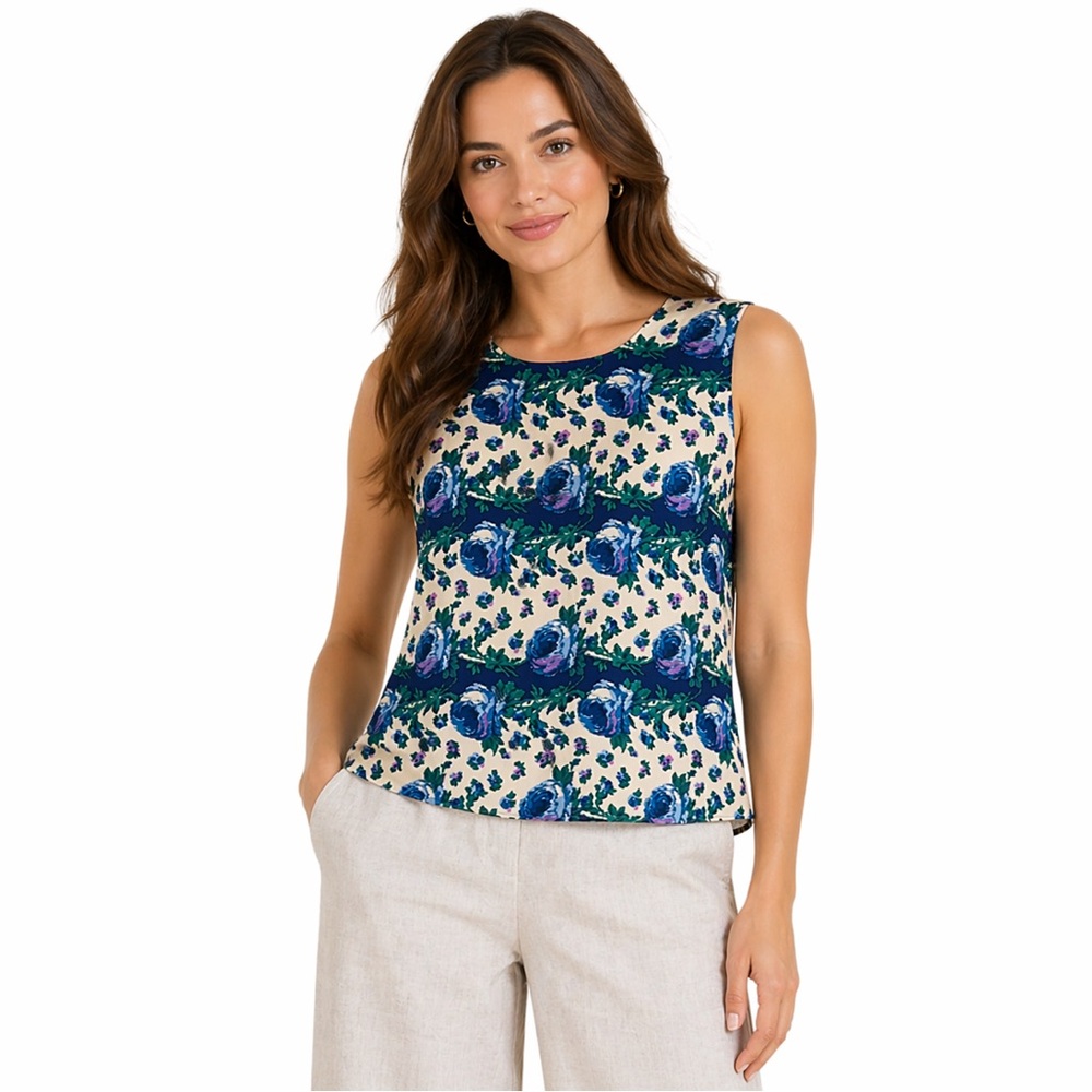 NEW Talbots Silk Sleeveless Top Size 16 Floral Roses Lined Layer Feminine NWT